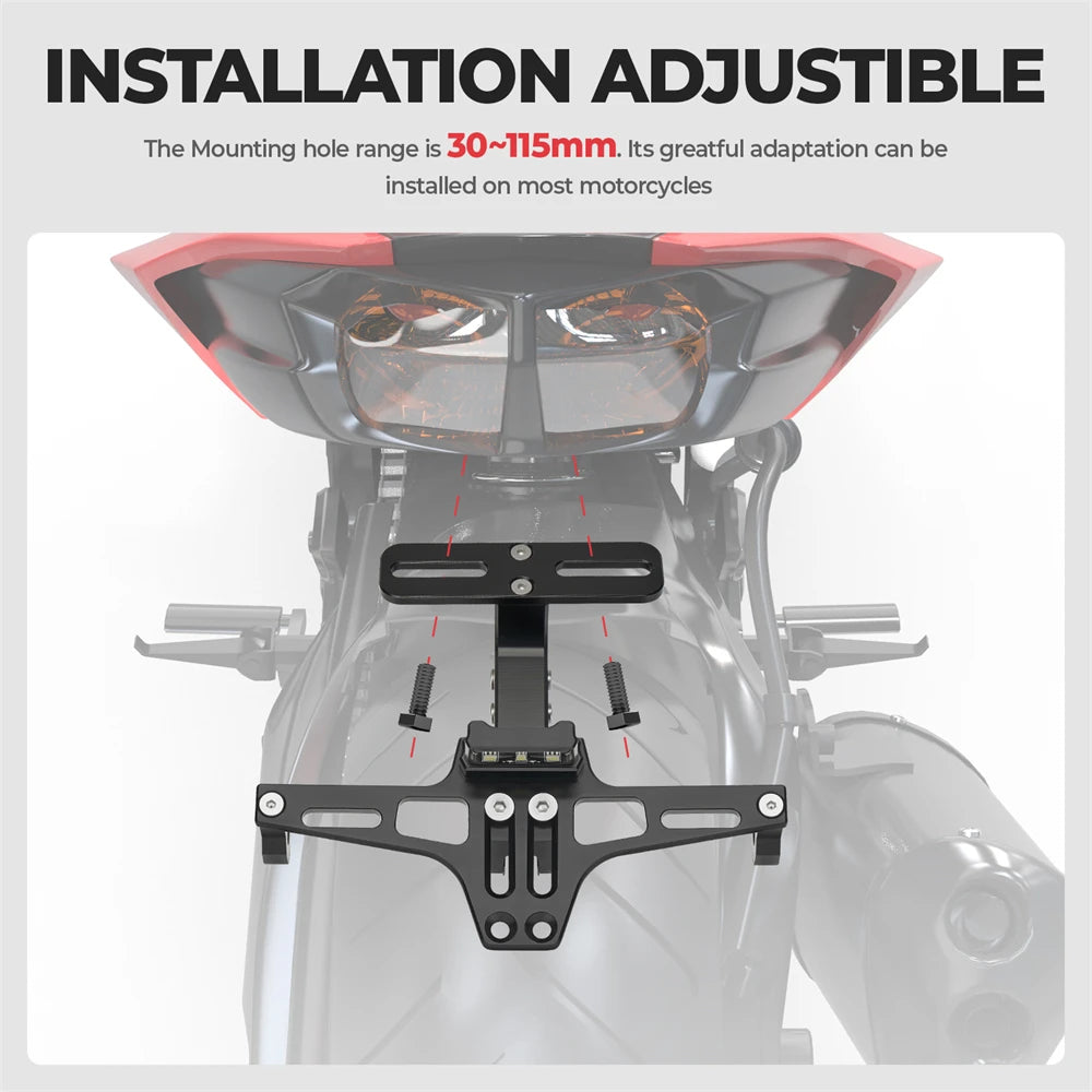 Universal Motorcycle License Plate Holder Frame Bracket LED Light for Yamaha MT07 MT09 FZ07 09 for BMW R1200GS F800GS for Honda