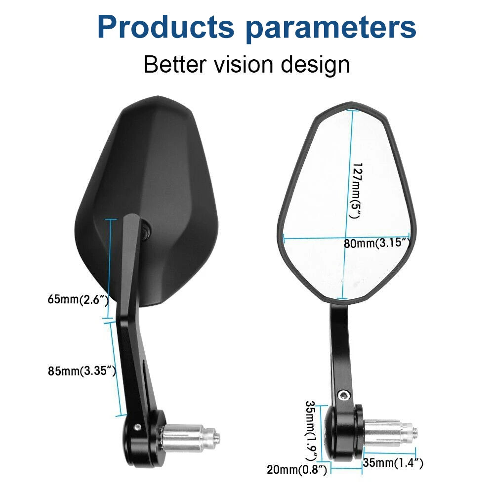 E-Mark Motorcycle Mirrors Handlebar End Mirror for Yamaha R6 R3 R1 Fz6 YZF Mt09 Mt07 Tmax 530 Tmax 500 Motorcycle Bar End Mirror
