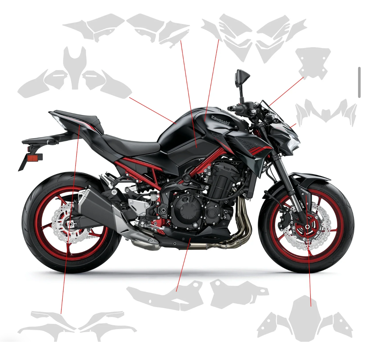 PPF/ film protector transparente para Kawasaki Z900 2020-2024